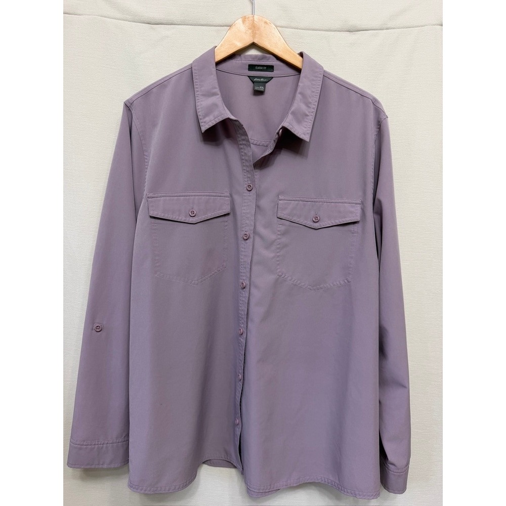 Eddie Bauer Lavender Purple Departure Long Sleeve Hiking Shirt Womens XXL IC7965